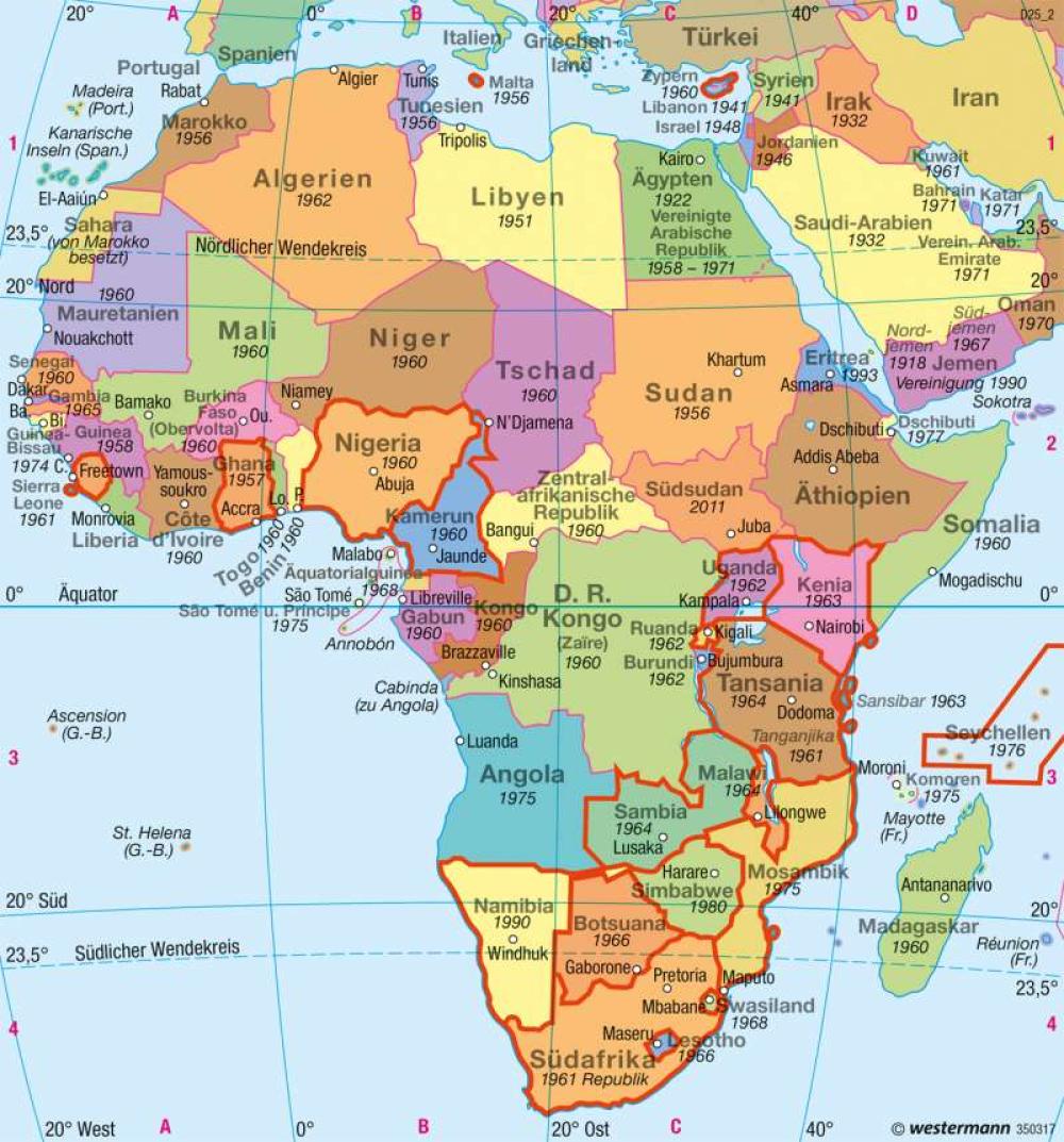 Bild der Karte Afrika - Politische Übersicht - Afrika - Politische Übersicht, Bevölkerung