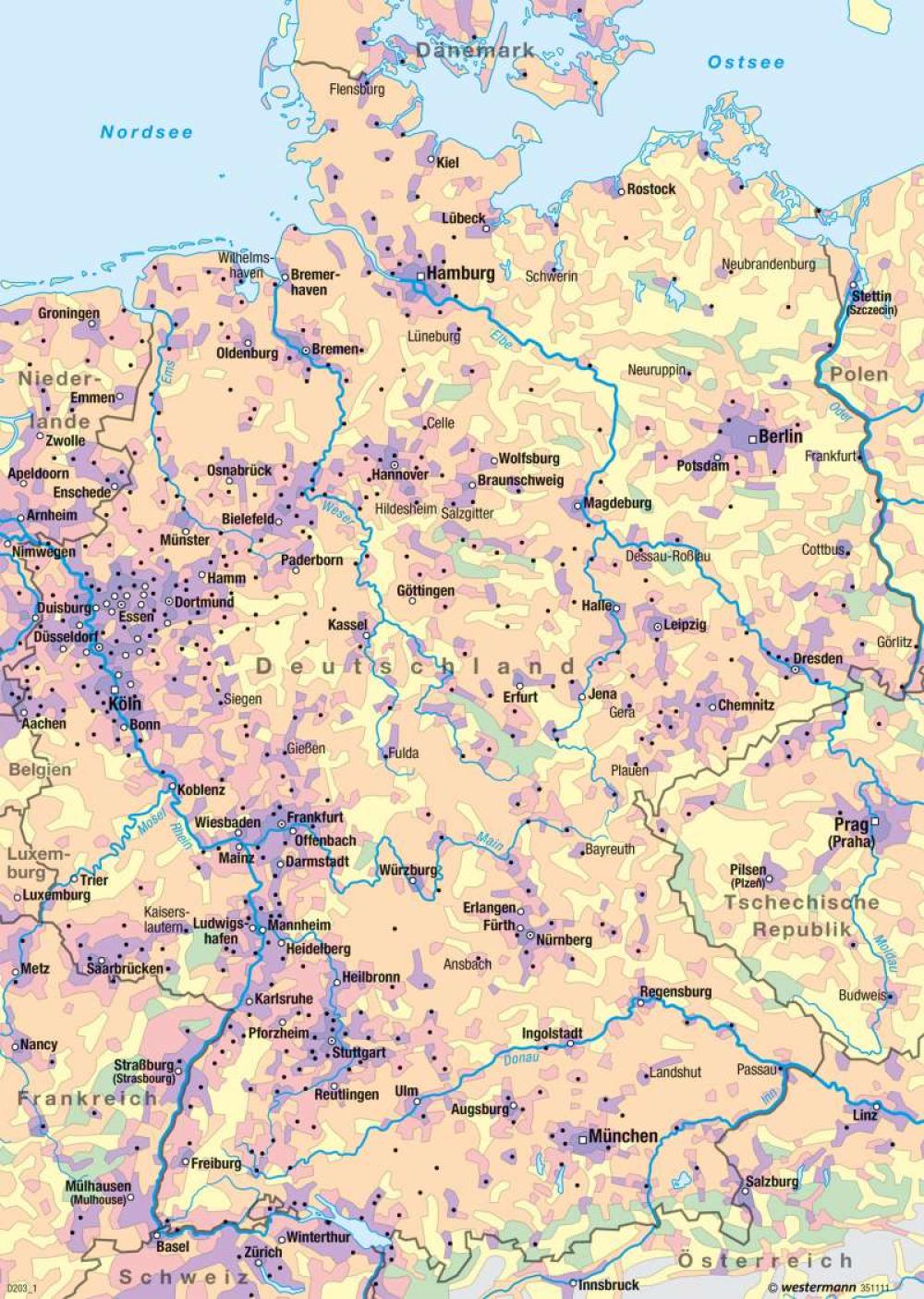 Bild der Karte Deutschland - Bevölkerungsdichte 2015 - Deutschland - Historische Entwicklung