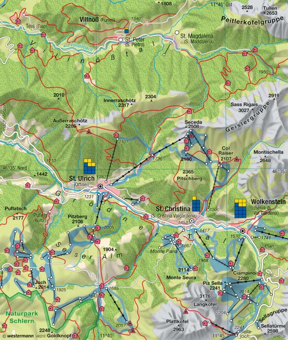 Bild der Karte Grödner Tal (Südtirol) - Landschaftswandel - 1974 - Alpen - Tourismus und Umwelt