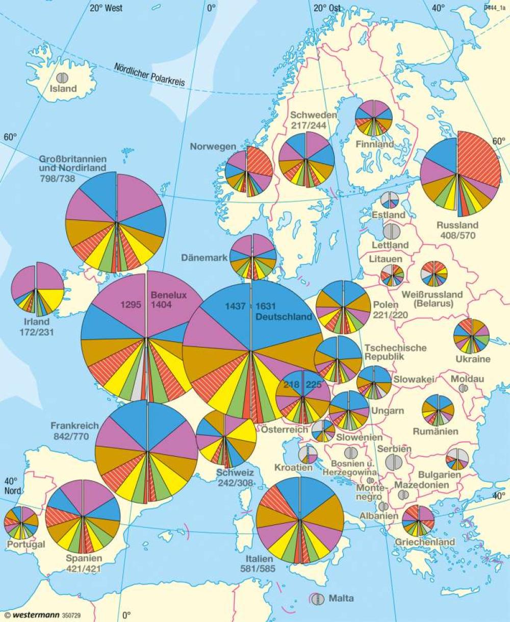 Bild der Karte Erde - Welthandel nach Ländern und Warengruppen - Europa - Erde - Welthandel