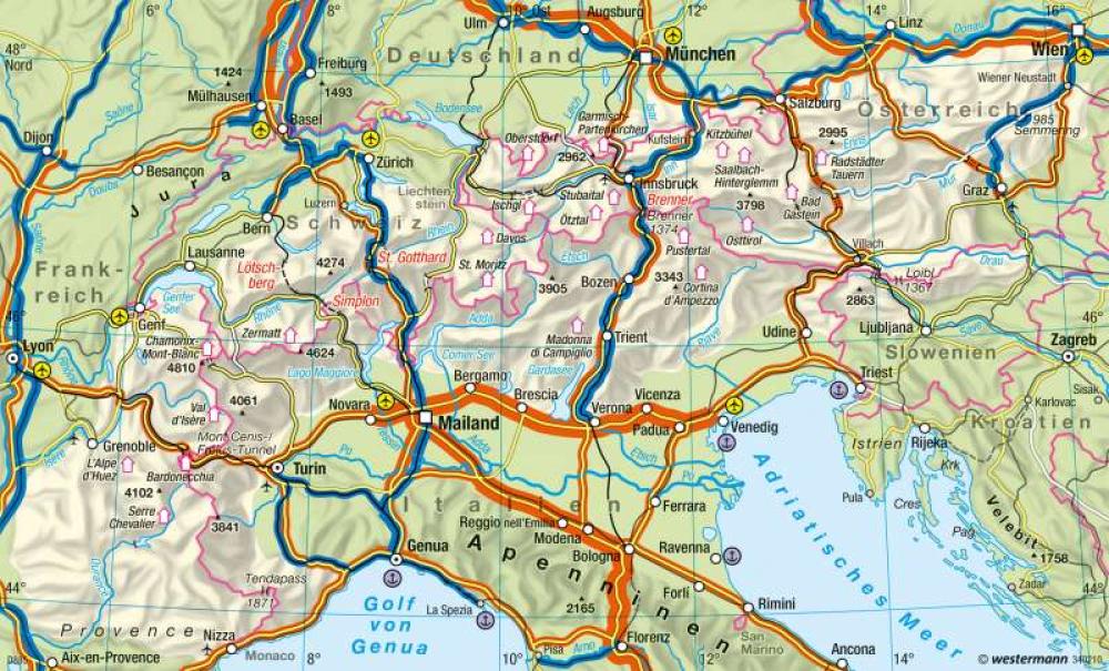 Bild der Karte Alpen - Transitverkehr und Raumstruktur - Europa - Verkehr