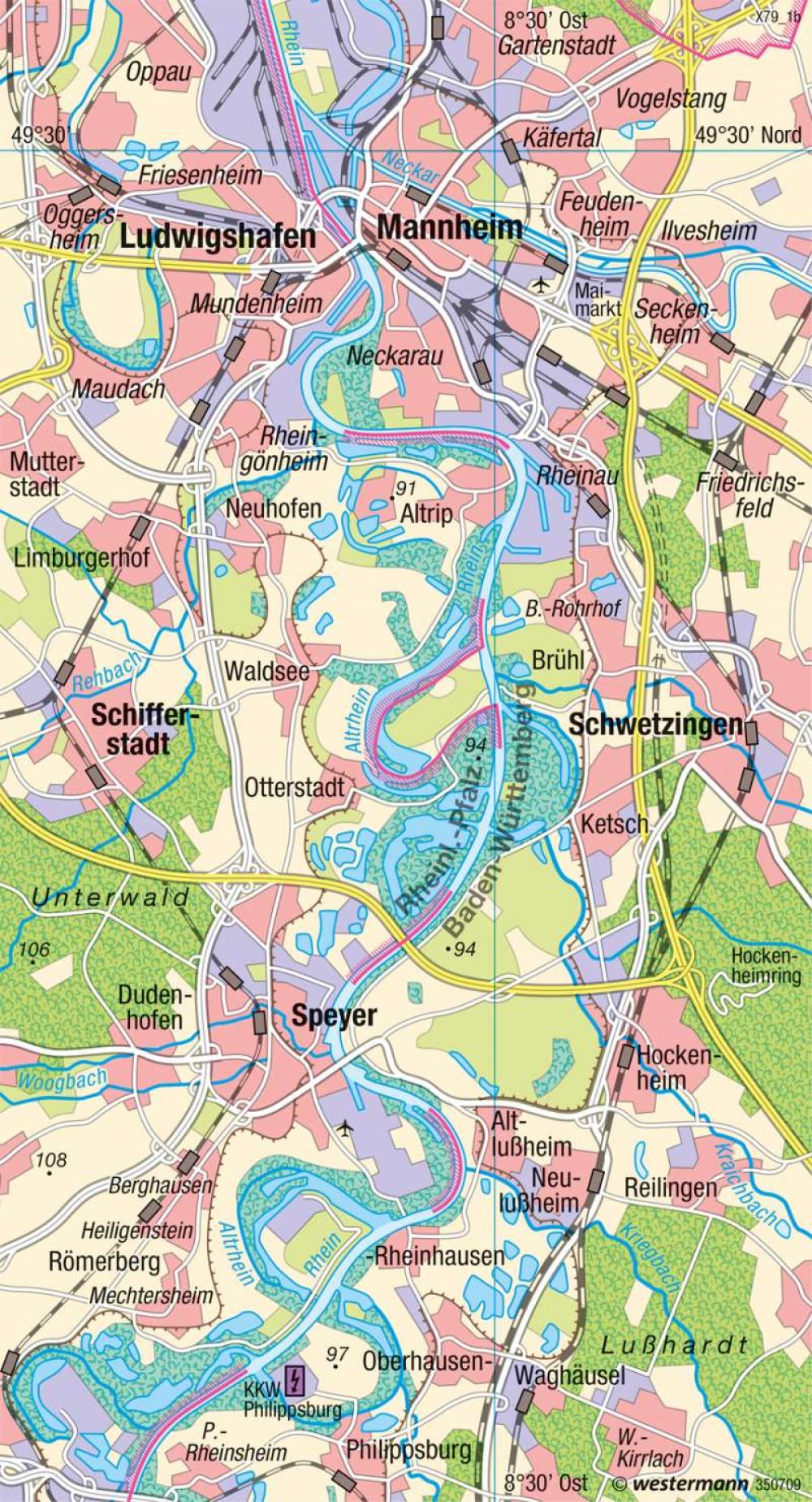 Bild der Karte Oberrhein - Flussbegradigung - 2015 - Deutschland - Umwelt und Naturgefahren
