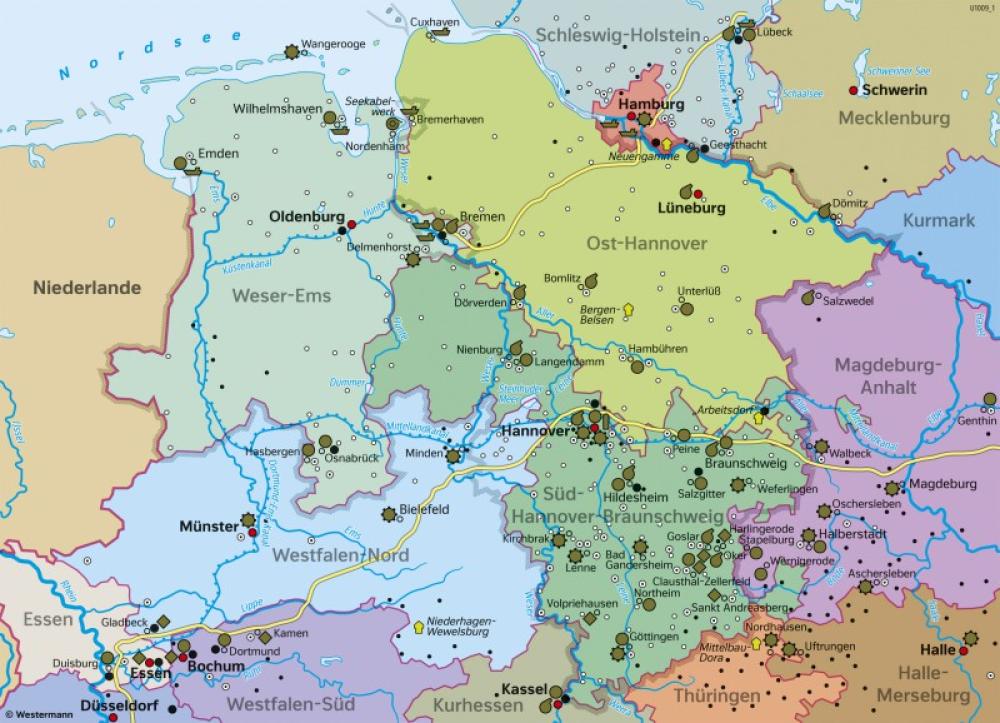 Bild der Karte Nordwestdeutschland - Kriegswirtschaft 1933-1945 - Niedersachsen - Geschichte und Verwaltung
