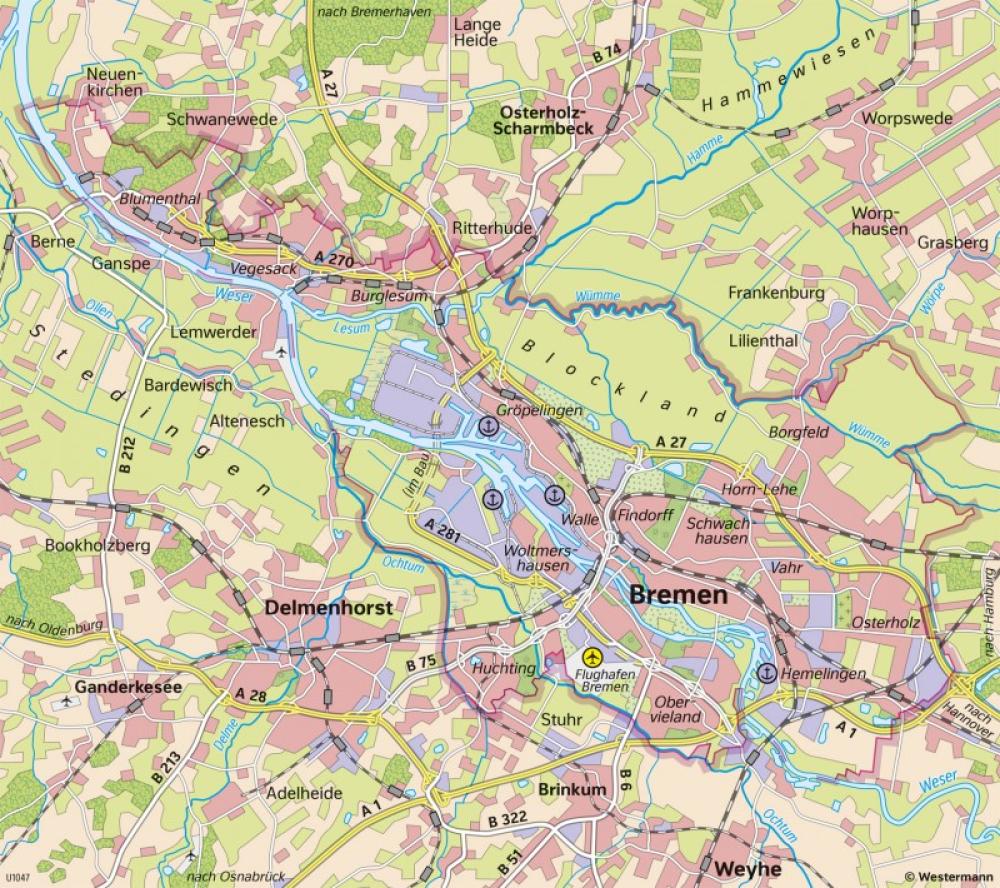 Bild der Karte Bremen - Übersichtskarte - Bremen - Maßstab und Entfernungen