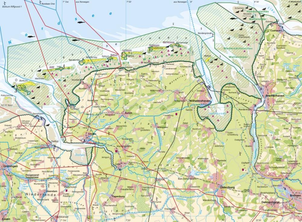 Bild der Karte Nationalpark Wattenmeer - Erholung und Naturschutz - Nordseeküste - Eine Karte lesen und auswerten
