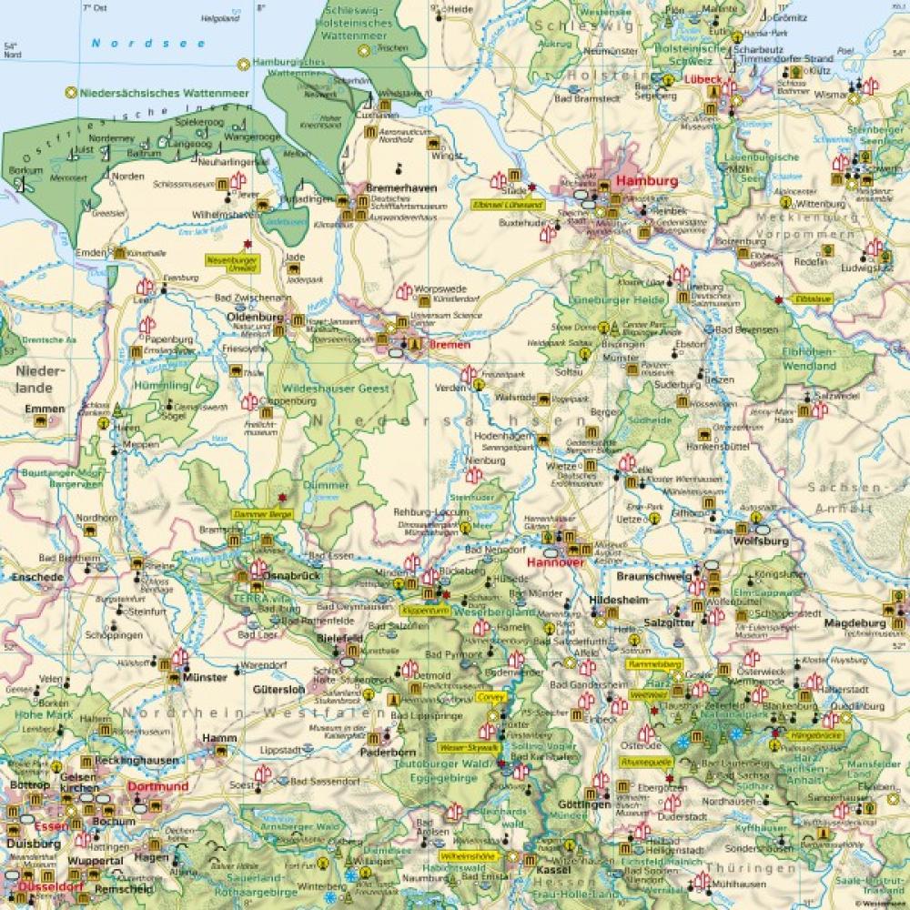 Bild der Karte Niedersachsen und Bremen - Tourismus - Niedersachsen und Bremen - Tourismus