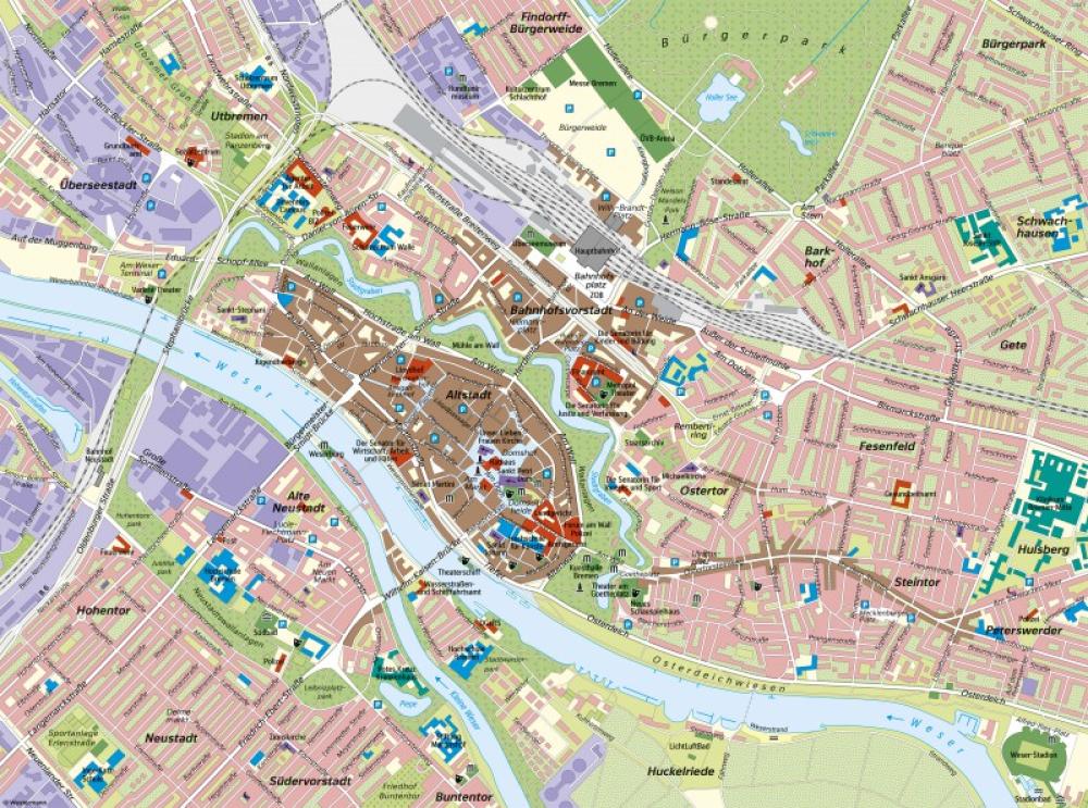 Bild der Karte Bremen - Innenstadtplan - Bremen - Maßstab und Entfernungen