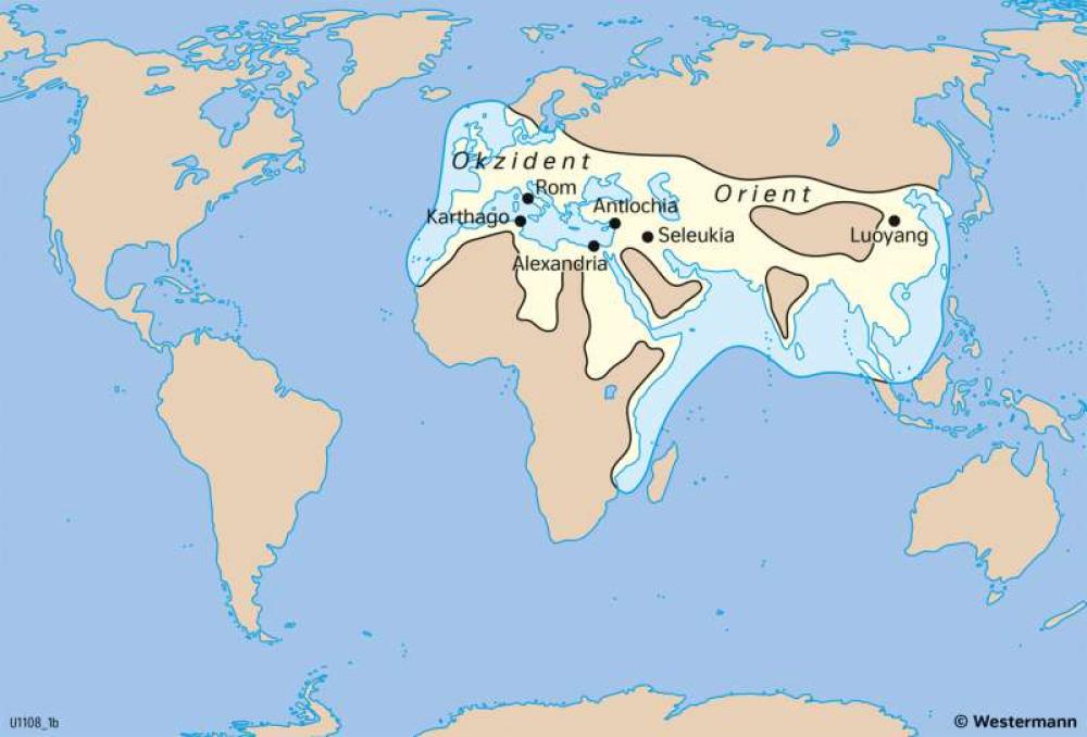 Bild der Karte Erde - Bekannte Welt aus europäischer Sicht um 100 n.Chr. - Geschichte - Geschichte - Geographische Entdeckungen