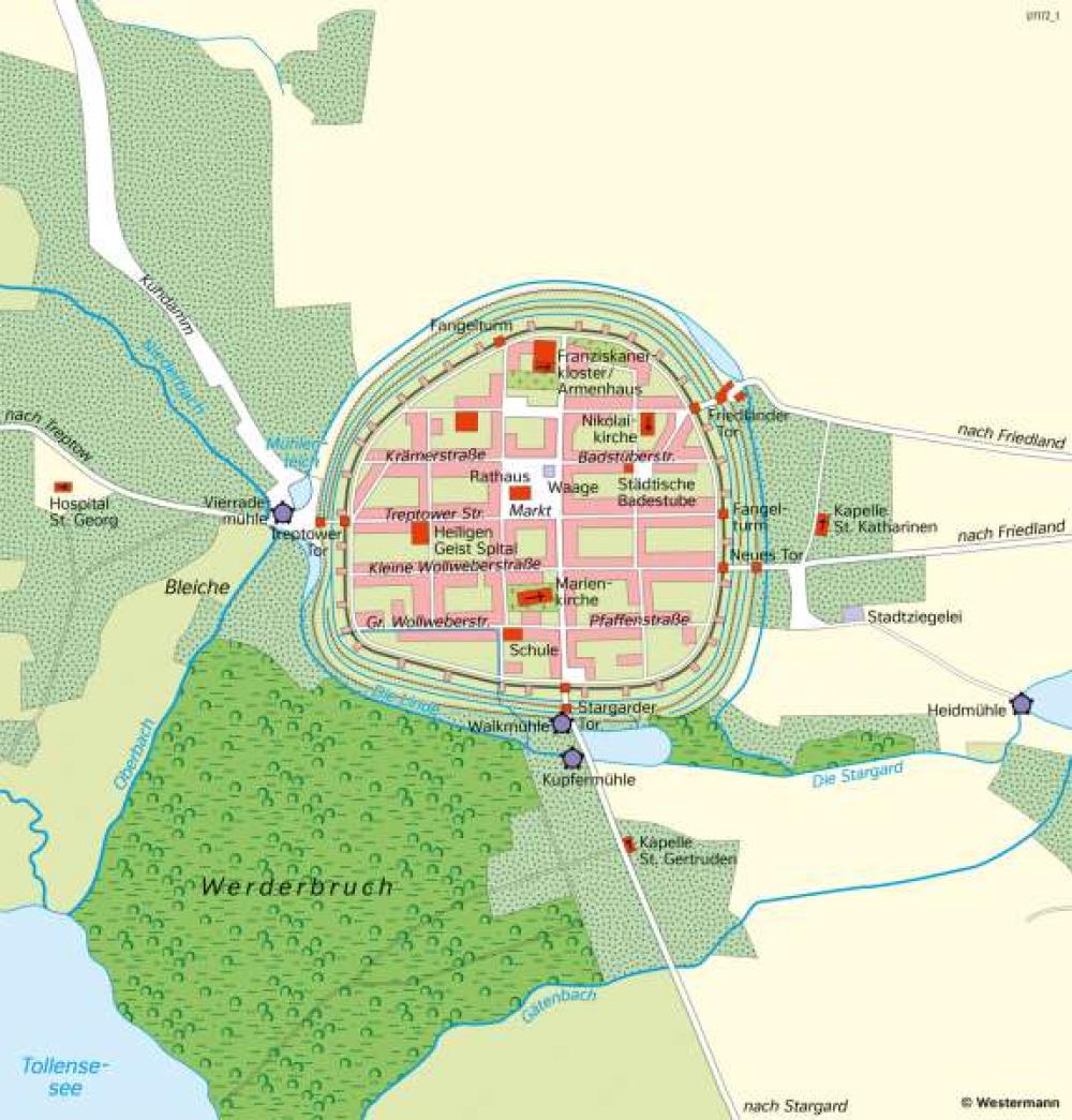 Bild der Karte Neubrandenburg - Die Vier-Tore-Stadt im 16. Jahrhundert - Mecklenburg-Vorpommern - Mecklenburg-Vorpommern - Den Wandel von Räumen beschreiben