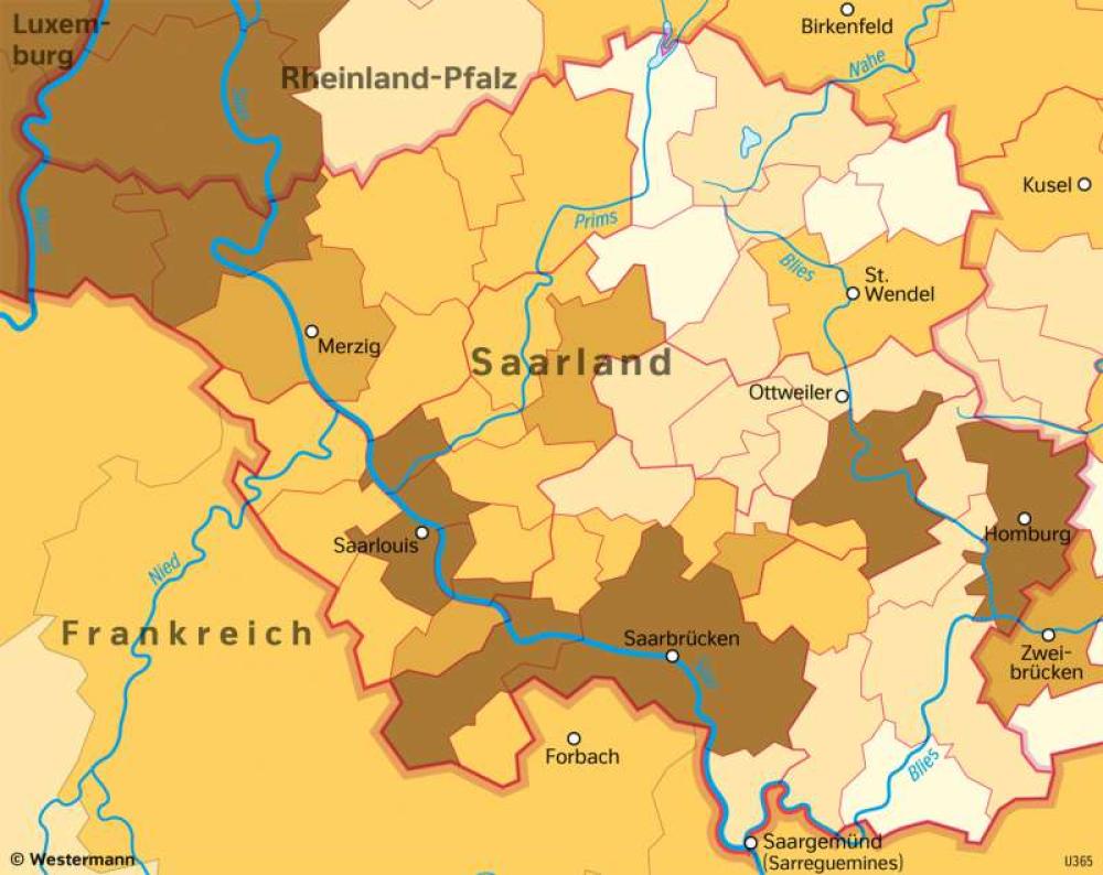 Bild der Karte Saarland - Ausländische Bevölkerung - Saarland - Saarland - Verwaltung und Bevölkerung