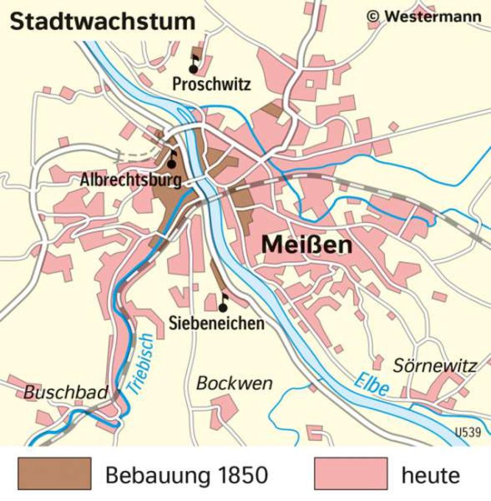 Bild der Karte Meißen - Stadtwachstum - Sachsen - Sachsen - Geschichte