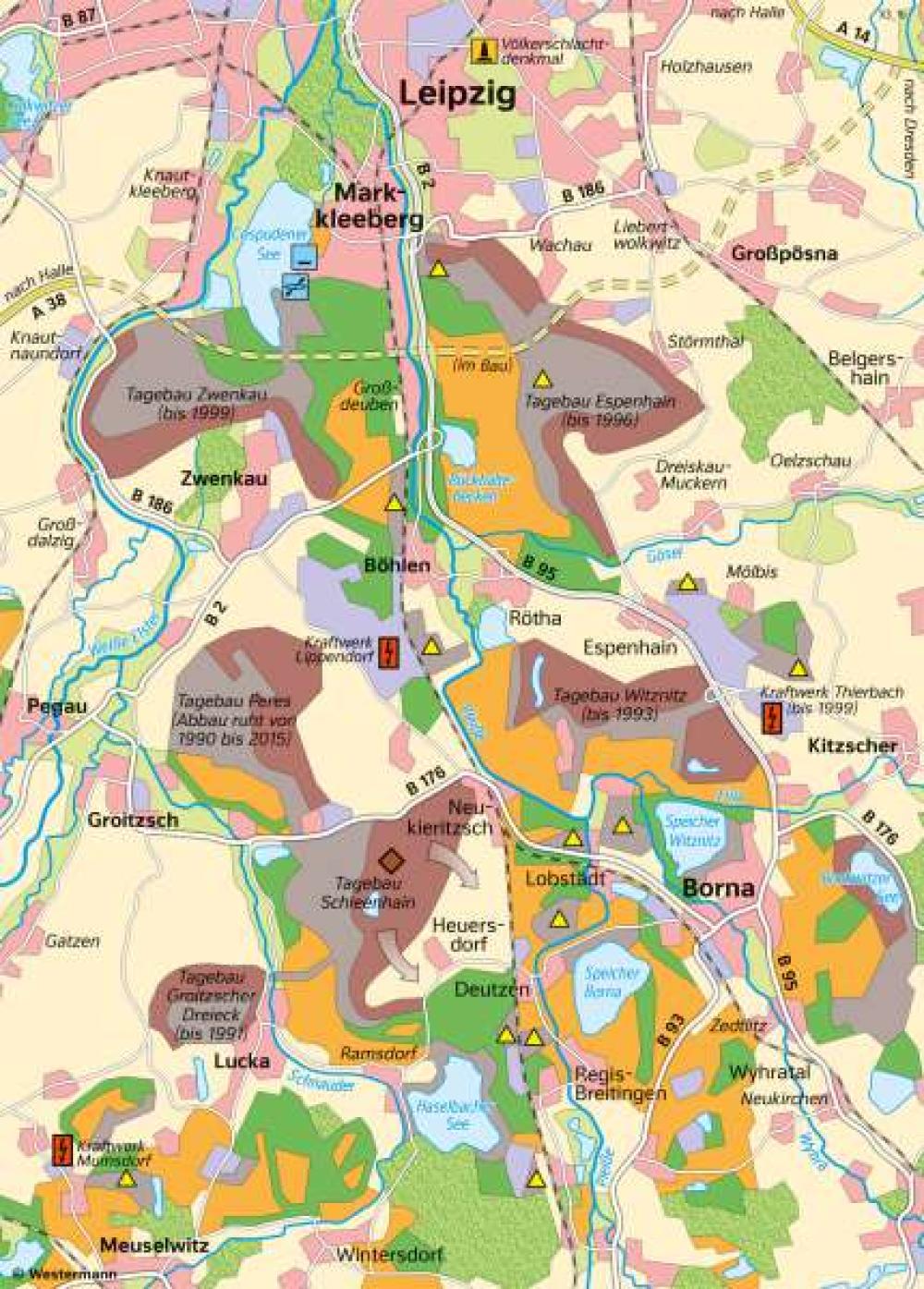 Bild der Karte Südraum Leipzig - Braunkohletagebau um 2000 - Sachsen - Südraum Leipzig - Den Wandel von Räumen beschreiben