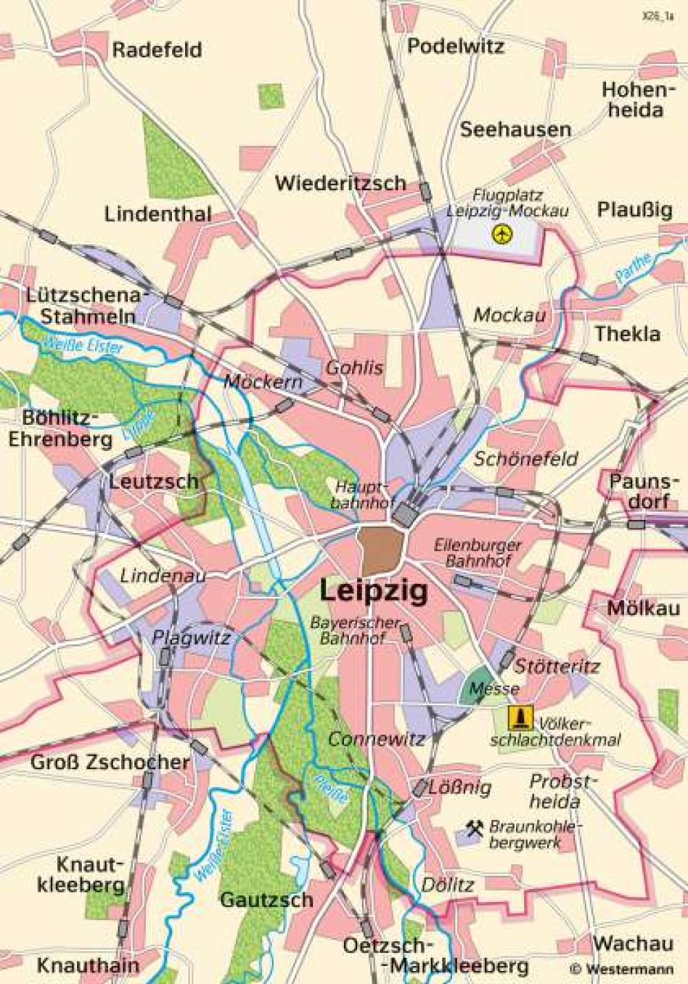 Bild der Karte Leipzig - Siedlungsentwicklung - 1930 - Sachsen - Sachsen - Bevölkerung