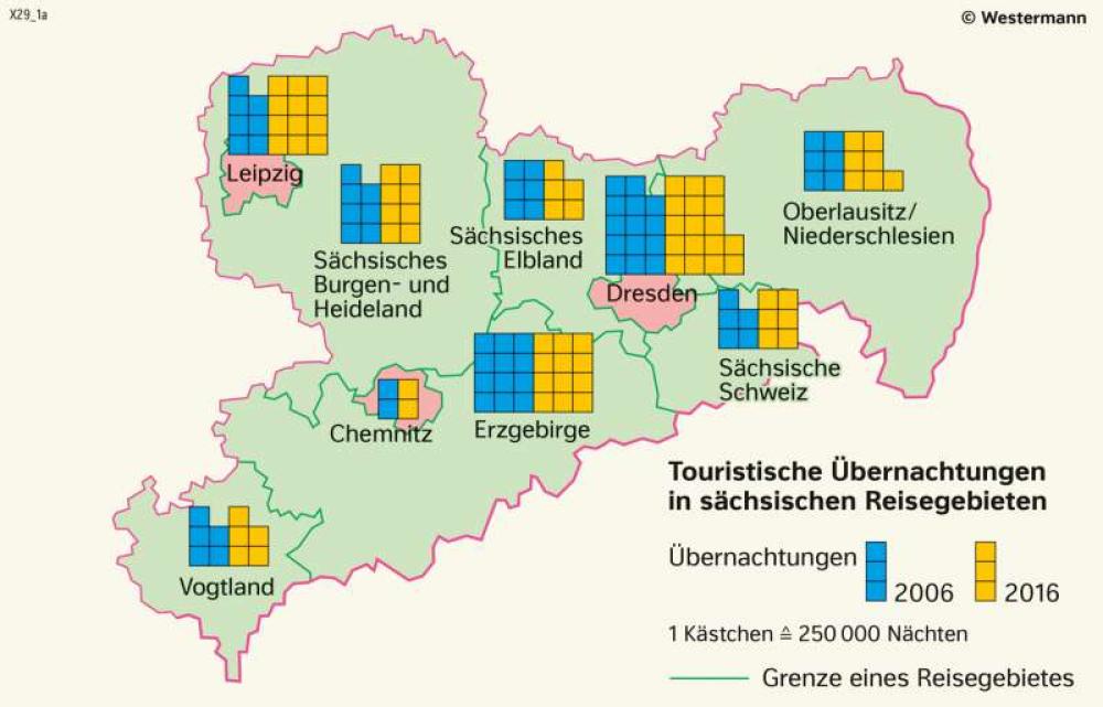 Bild der Karte Beliebtheit sächsischer Reisegebiete - Sachsen - Sachsen - Tourismus
