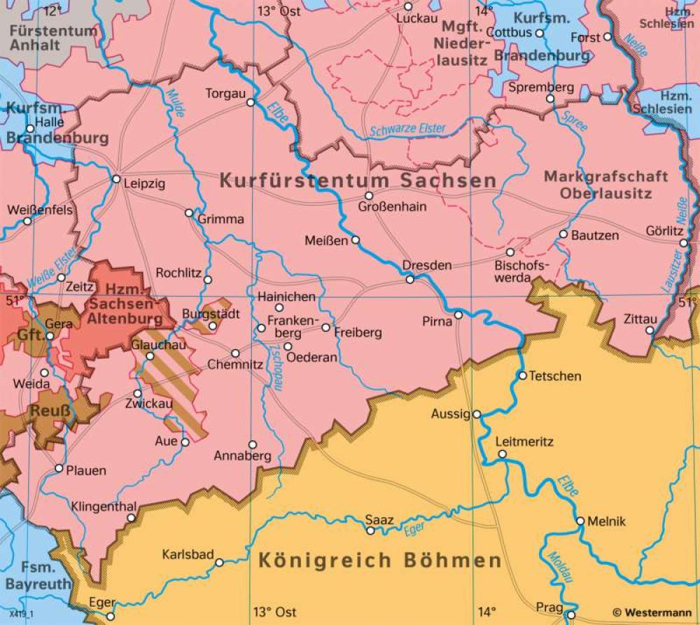Bild der Karte Das Kurfürstentum Sachsen 1789 - Sachsen - Sachsen - Geschichte