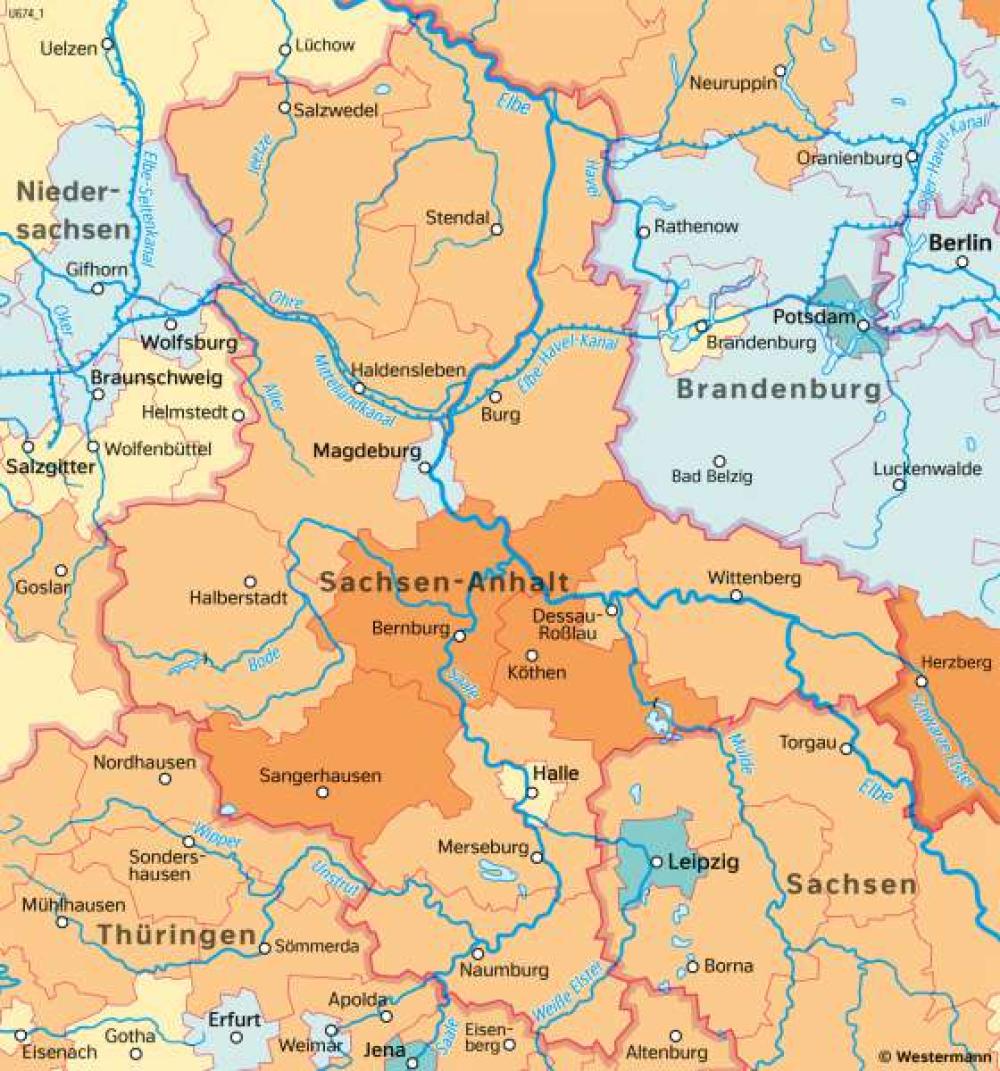 Bild der Karte Sachsen-Anhalt - Bevölkerungsentwicklung - Sachsen-Anhalt - Sachsen-Anhalt - Verwaltung und Bevölkerung