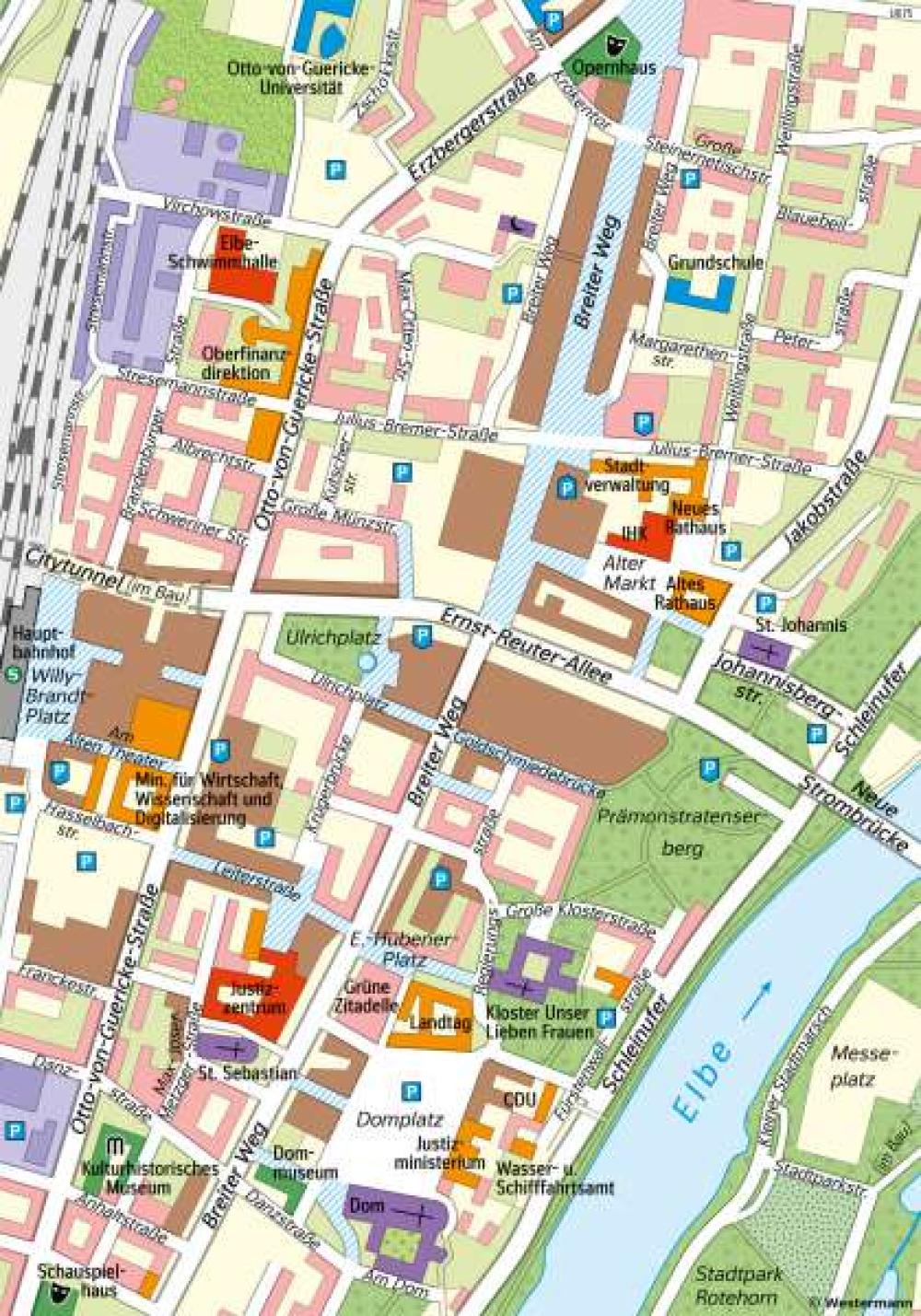 Bild der Karte Magdeburg - Von der Innenstadt zum Verdichtungsraum - Maßstab 1:10000 - Sachsen-Anhalt - Magdeburg - Maßstab und Entfernungen