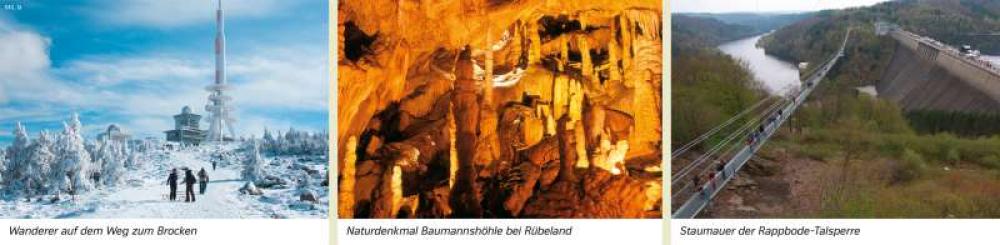Bild der Karte Wanderer auf dem Weg zum Brocken/Naturdenkmal Baumannshöhle bei Rübeland/Staumauer der Rappbode-Talsperre - Sachsen-Anhalt - Sachsen-Anhalt - Natur und Umwelt