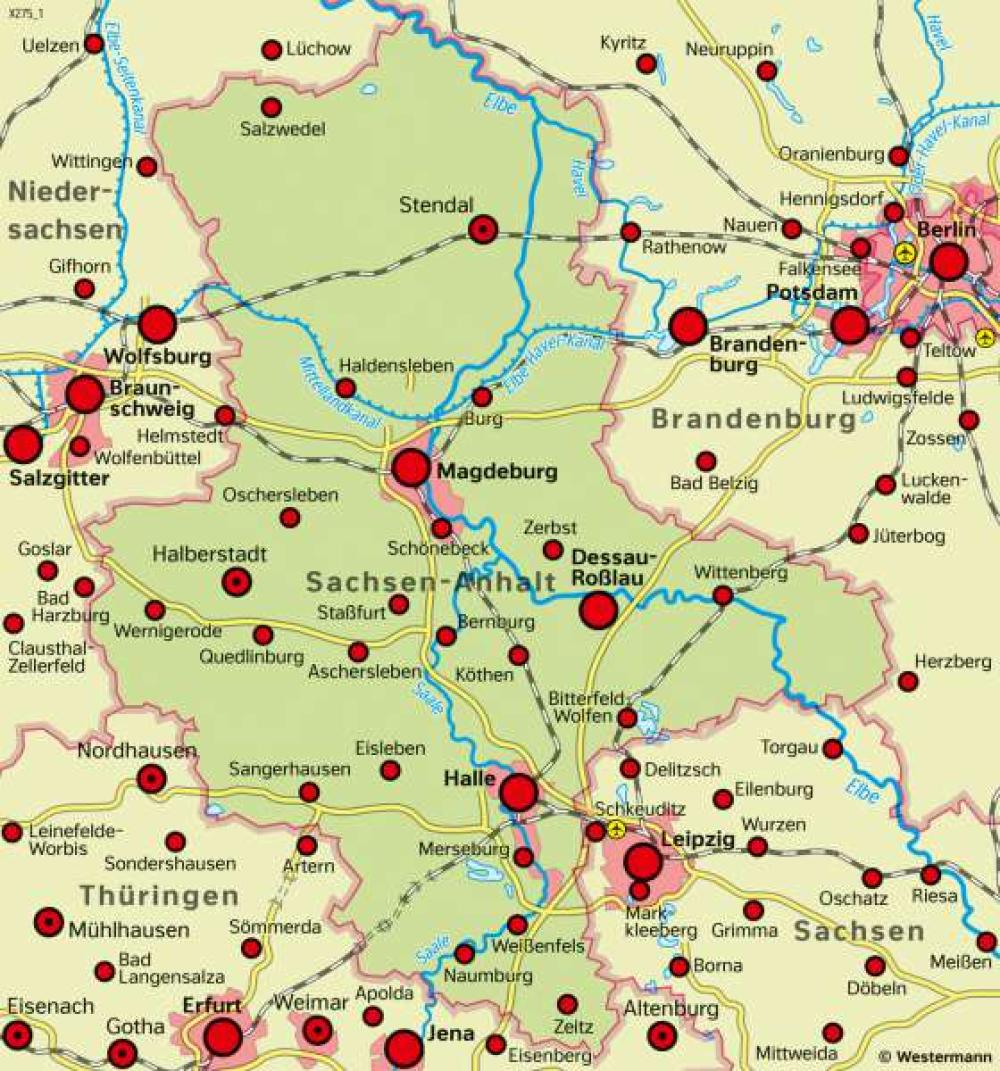 Bild der Karte Sachsen-Anhalt - Raumplanung - Sachsen-Anhalt - Sachsen-Anhalt - Strukturwandel und Raumplanung