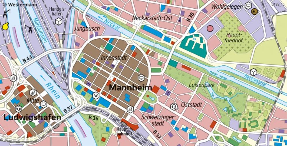 Bild der Karte Mannheim - Innenstadt um 2025 - Rhein-Neckar-Region - Landschaftswandel