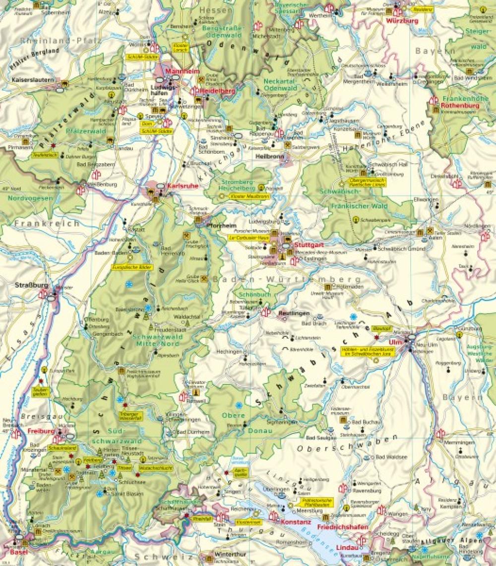 Bild der Karte Baden-Württemberg - Tourismus und Naherholung - Baden-Württemberg - Tourismus und Naturschutz
