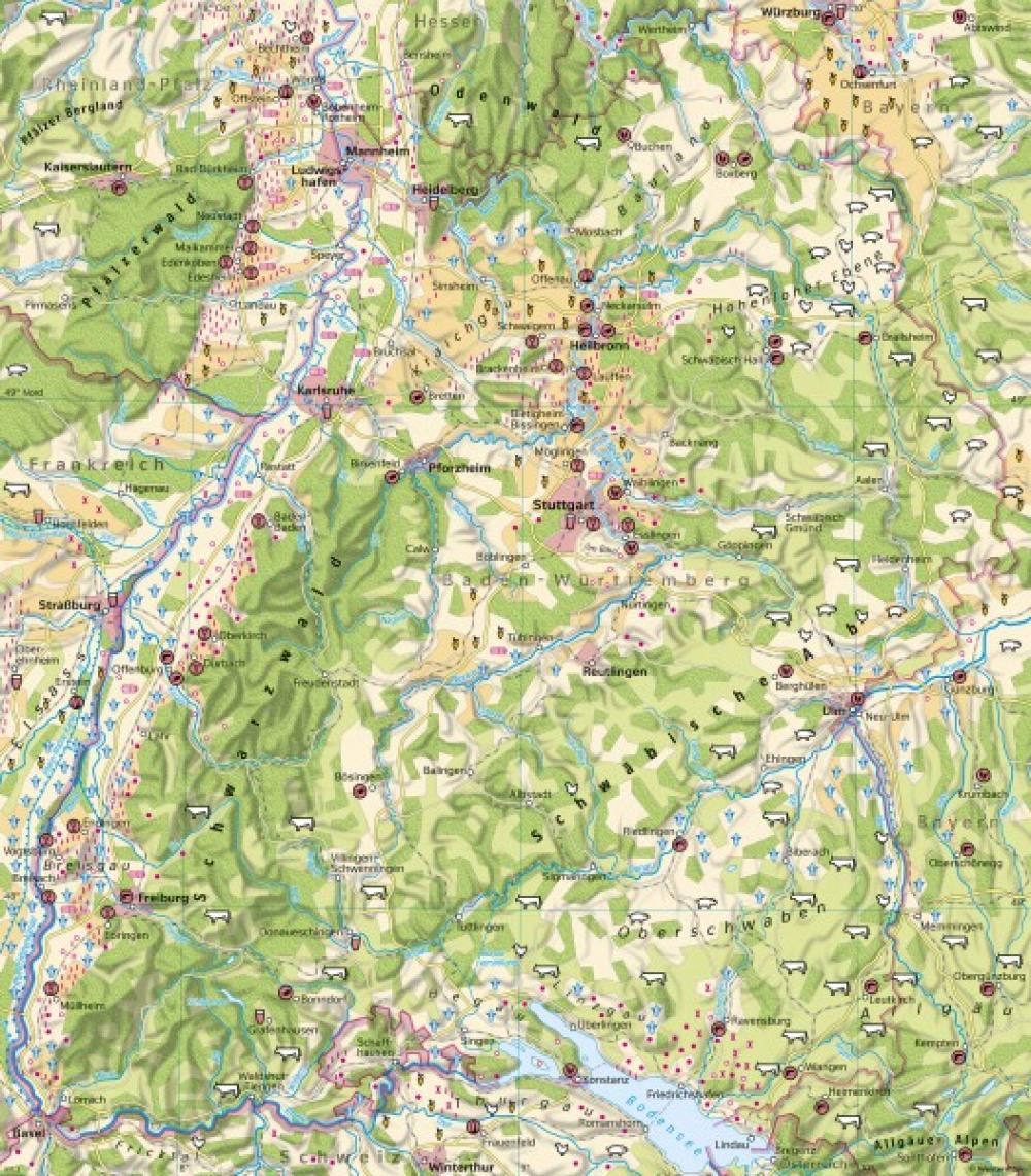 Bild der Karte Baden-Württemberg - Landwirtschaft - Baden-Württemberg - Klima und Landwirtschaft