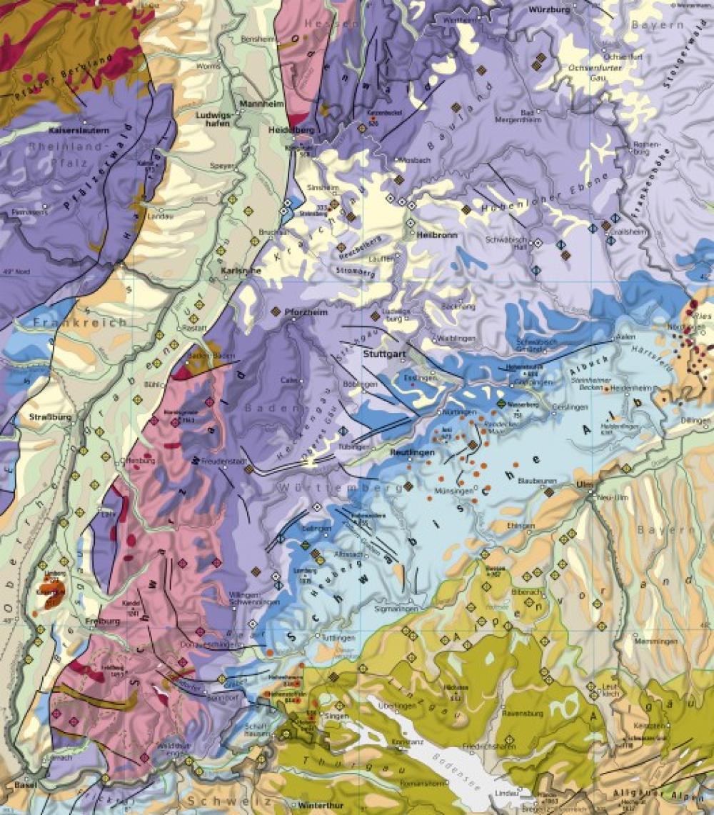 Bild der Karte Baden-Württemberg - Geologische Übersicht - Baden-Württemberg - Naturraum und Geologie