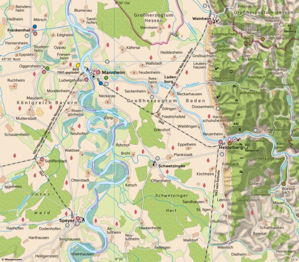 Bild der Karte Rhein-Neckar-Region - Kulturlandschaft um 1850 - Rhein-Neckar-Region - Landschaftswandel