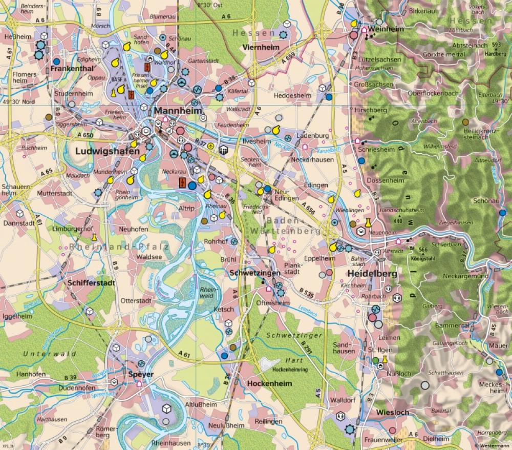 Bild der Karte Rhein-Neckar-Region - Siedlungslandschaft um 2025 - Rhein-Neckar-Region - Landschaftswandel