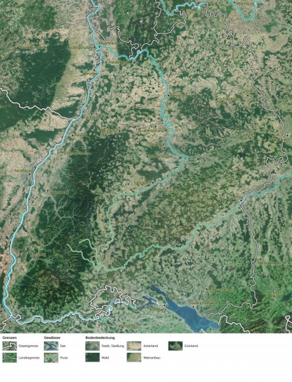 Bild der Karte Baden-Württemberg - Satellitenbild - Baden-Württemberg - Landschaften