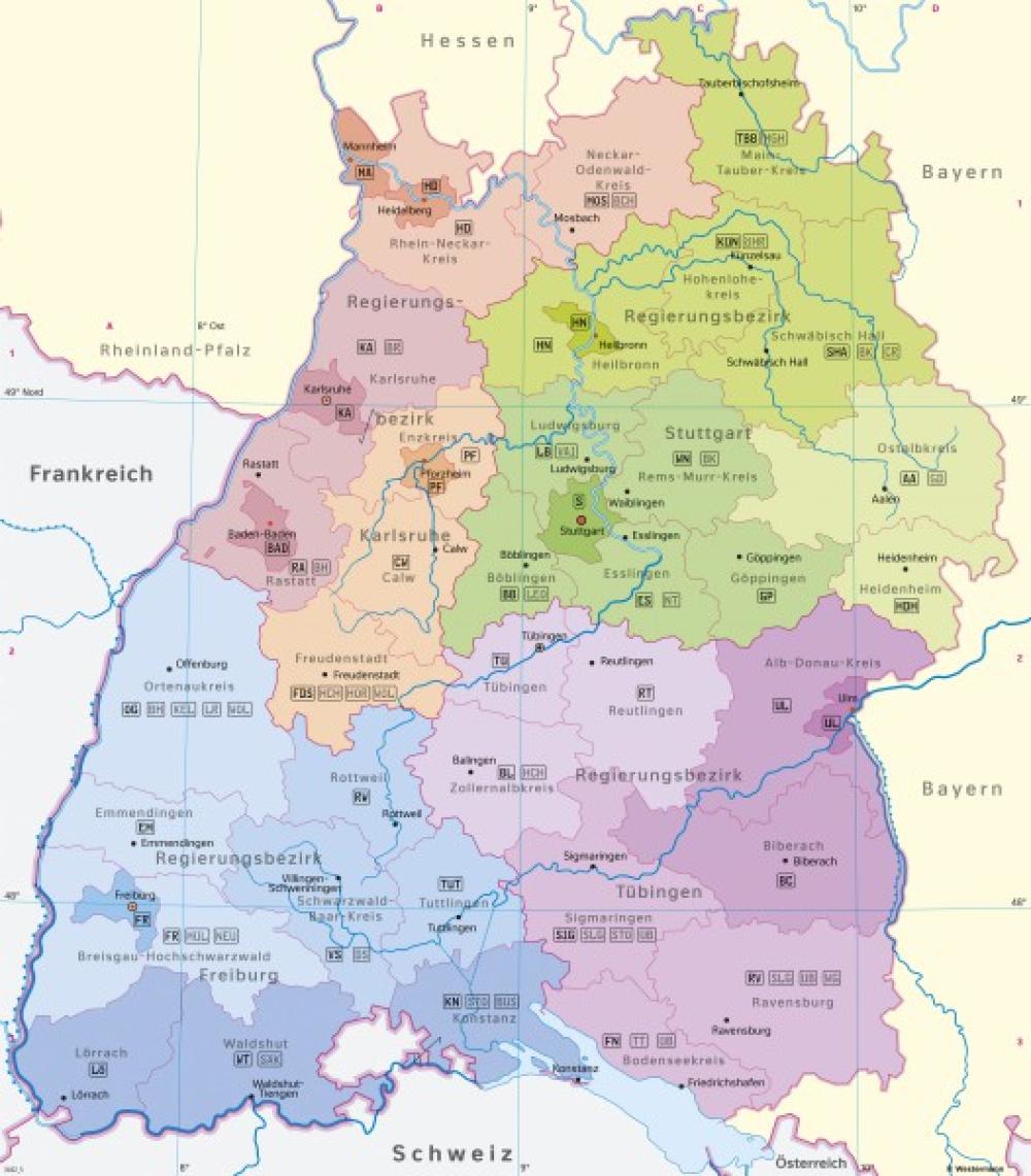 Bild der Karte Baden-Württemberg - Verwaltung - Baden-Württemberg - Verwaltung