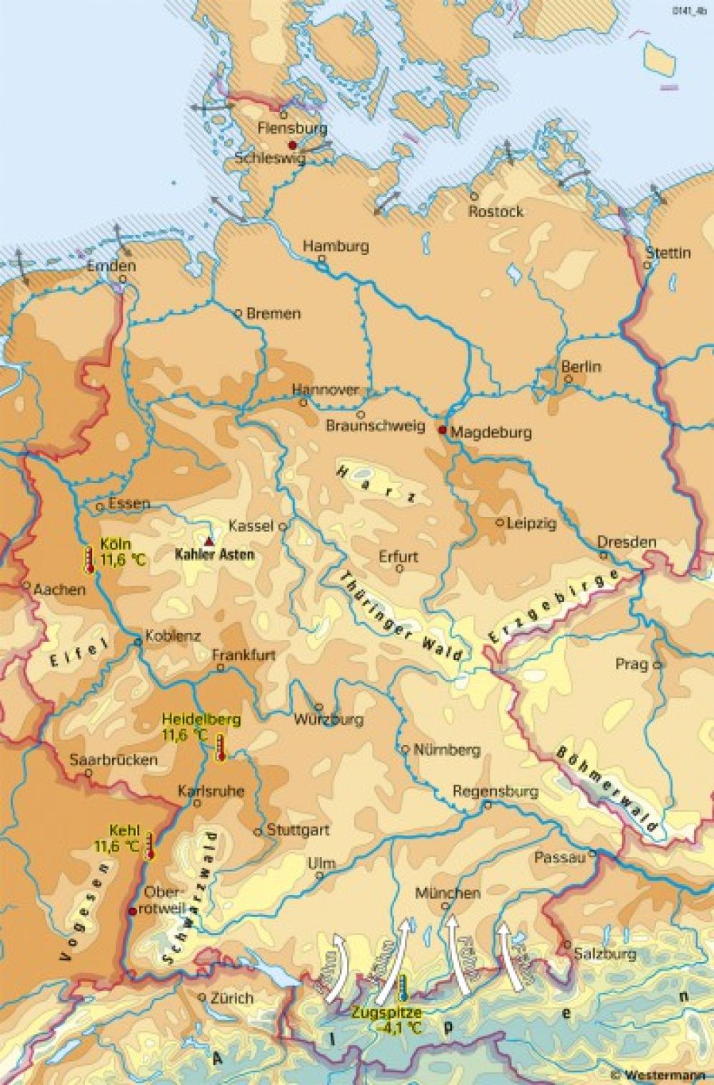 Bild der Karte Deutschland - Temperaturen im Jahr - Klimaperiode 1991-2020 - Deutschland - Klima