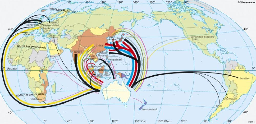 Bild der Karte Erde - Rohstoffexporte Australiens - Erde - Globalisierte Wirtschaft