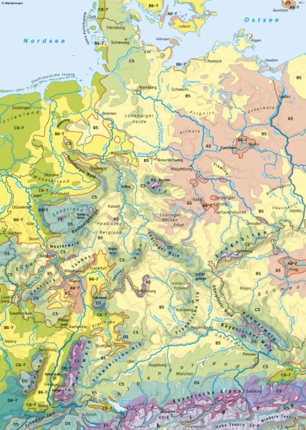 Bild der Karte Deutschland - Klimaregionen - Deutschland - Klima