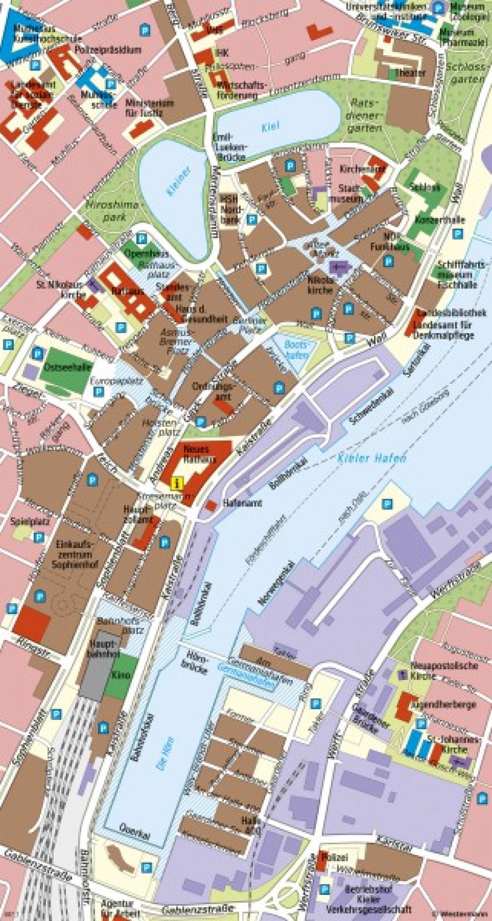 Bild der Karte Kiel - Innenstadt - Kieler Förde - Maßstab und Entfernungen