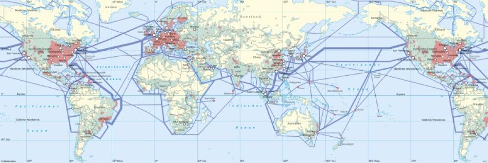 Bild der Karte Erde - Globaler Datenverkehr über Internet und Handys - Erde - Globale Kommunikation