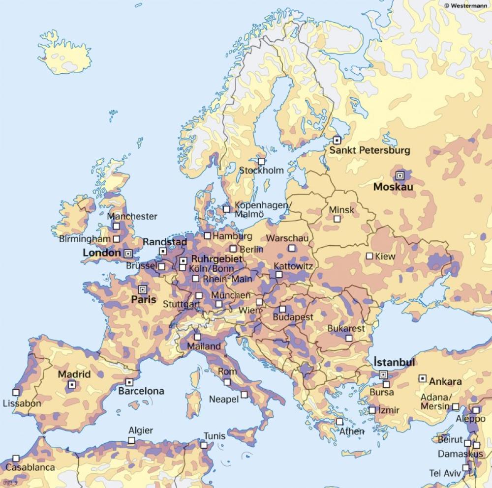 Bild der Karte Europa - Bevölkerungsverteilung und Ballungsräume - Europa - Bevölkerung