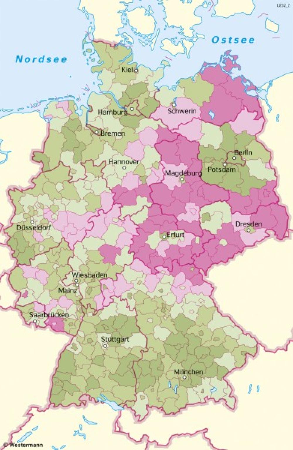 Bild der Karte Deutschland - Bevölkerungsentwicklung - Deutschland - Bevölkerung