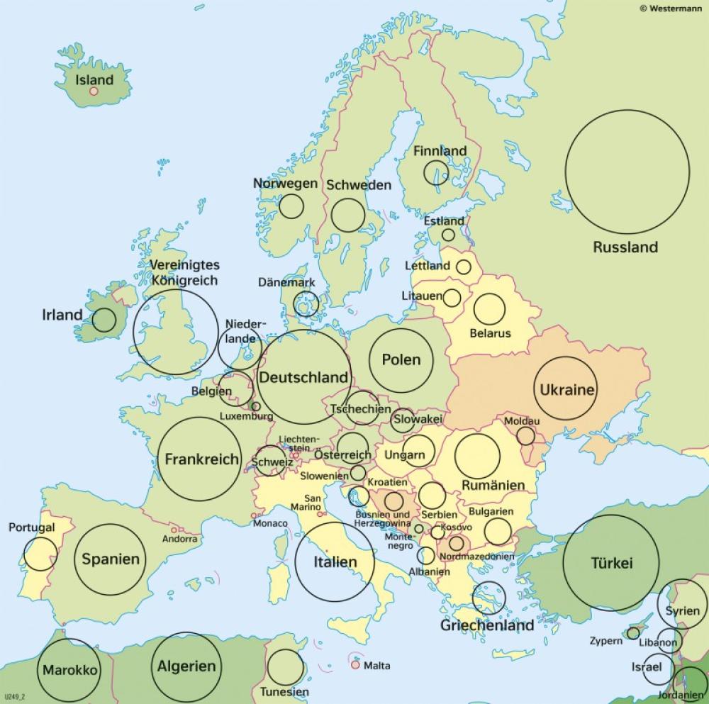 Bild der Karte Europa - Bevölkerungsentwicklung - Europa - Bevölkerung
