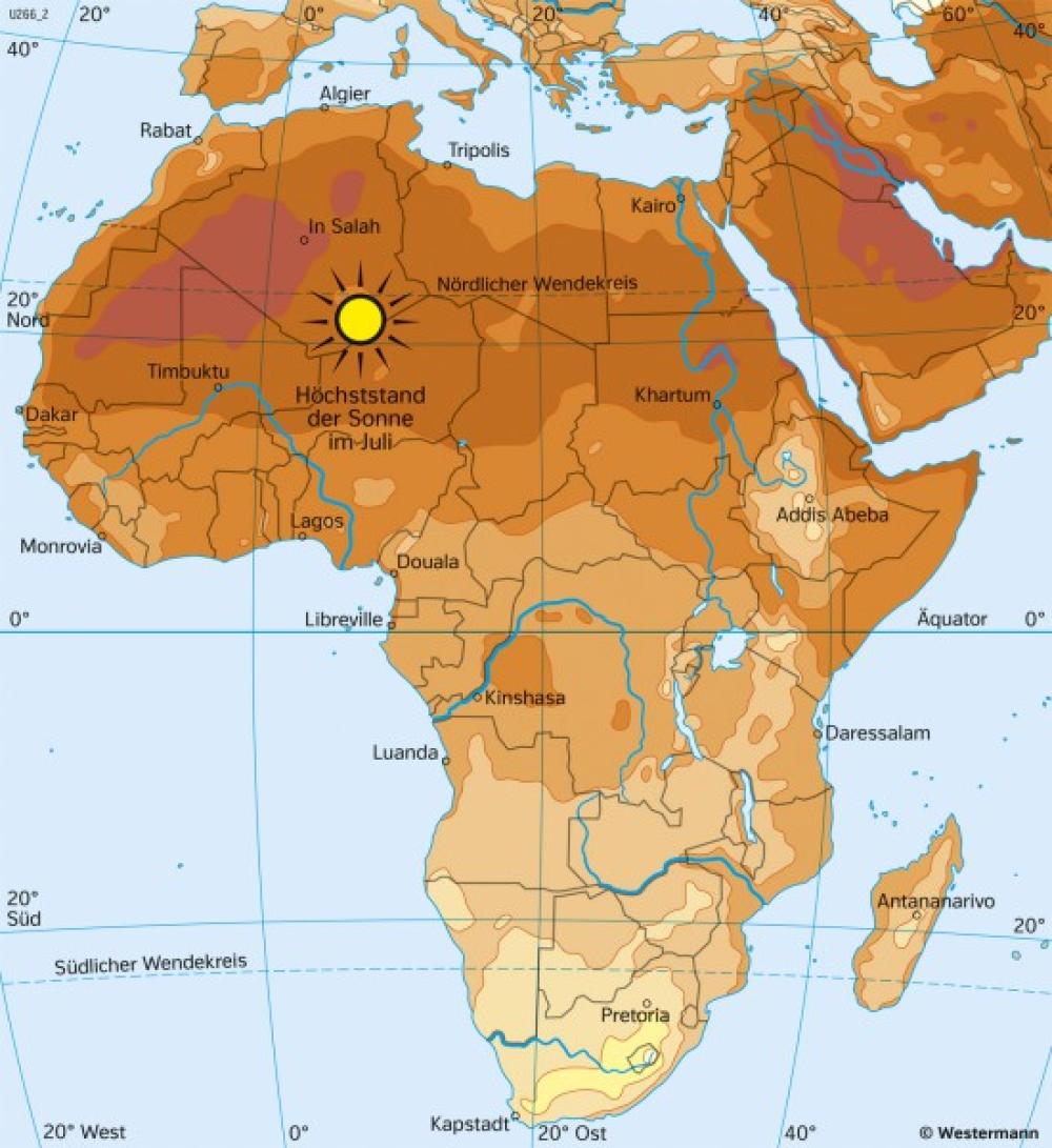 Bild der Karte Afrika - Temperaturen im Juli - Afrika - Klima
