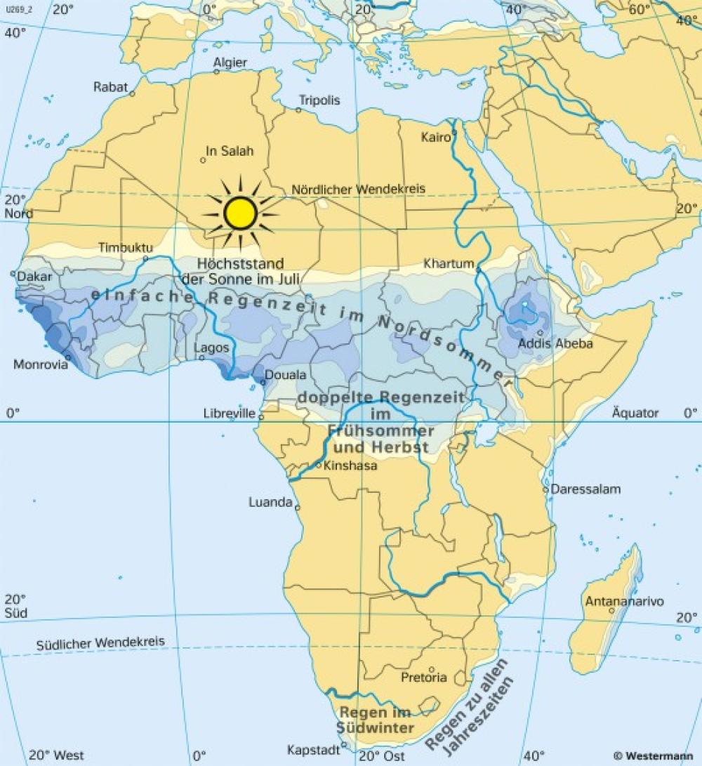 Bild der Karte Afrika - Niederschläge im Juli - Afrika - Klima