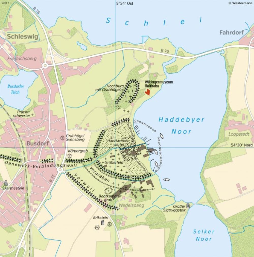 Bild der Karte Haithabu - Handelsplatz der Wikinger (770-1066) - Schleswig-Holstein und Hamburg - Geschichte und Verwaltung