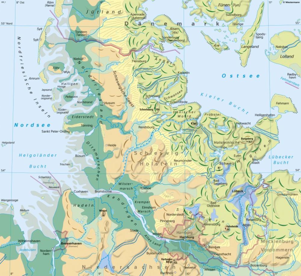 Bild der Karte Schleswig-Holstein - Naturräume - Schleswig-Holstein - Eiszeiten