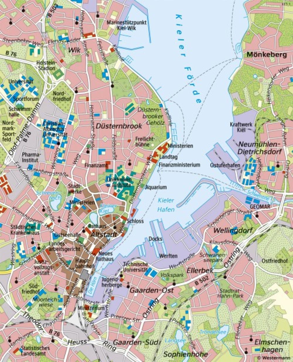 Bild der Karte Kiel - Übersicht - Kieler Förde - Maßstab und Entfernungen