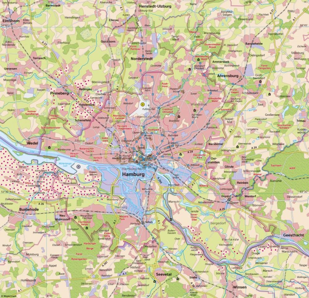 Bild der Karte Hamburg - Flächennutzung - Hamburg - Eine Karte lesen und auswerten