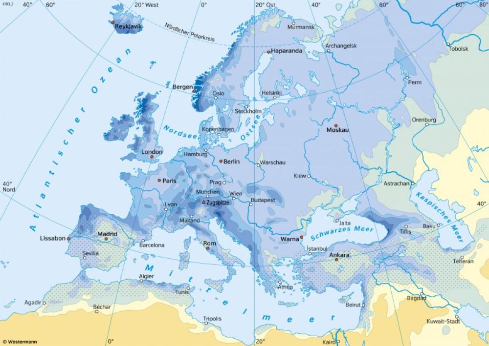 Bild der Karte Europa - Niederschläge im Jahr - Europa - Klima