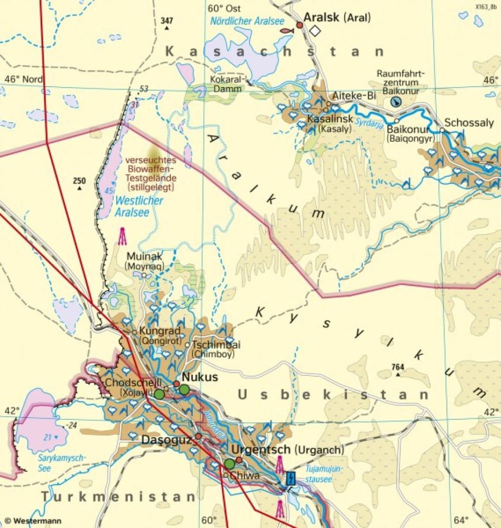 Bild der Karte Aralsee (Zentralasien) - Landschaftswandel - 2024 - Asien - Landwirtschaft und Landschaftswandel