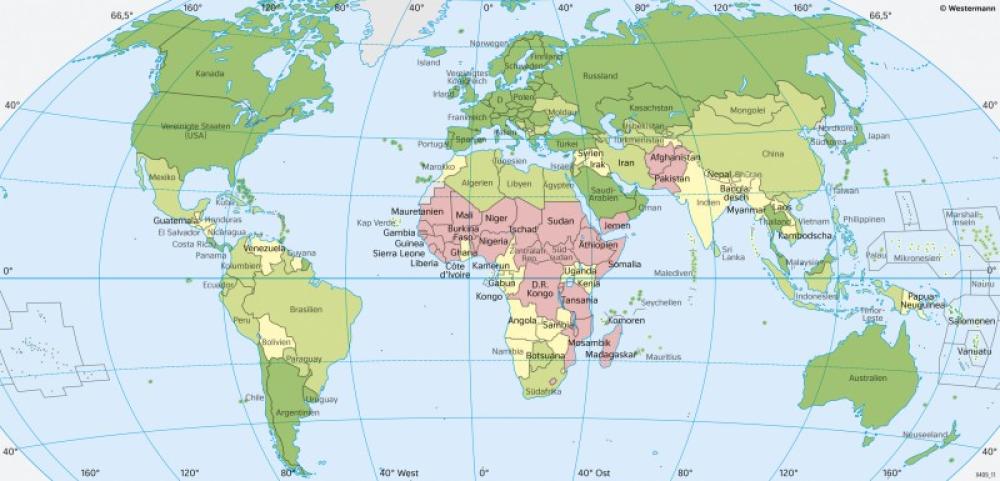 Bild der Karte Erde - Entwicklungsstand der Staaten - Erde - Lebensbedingungen