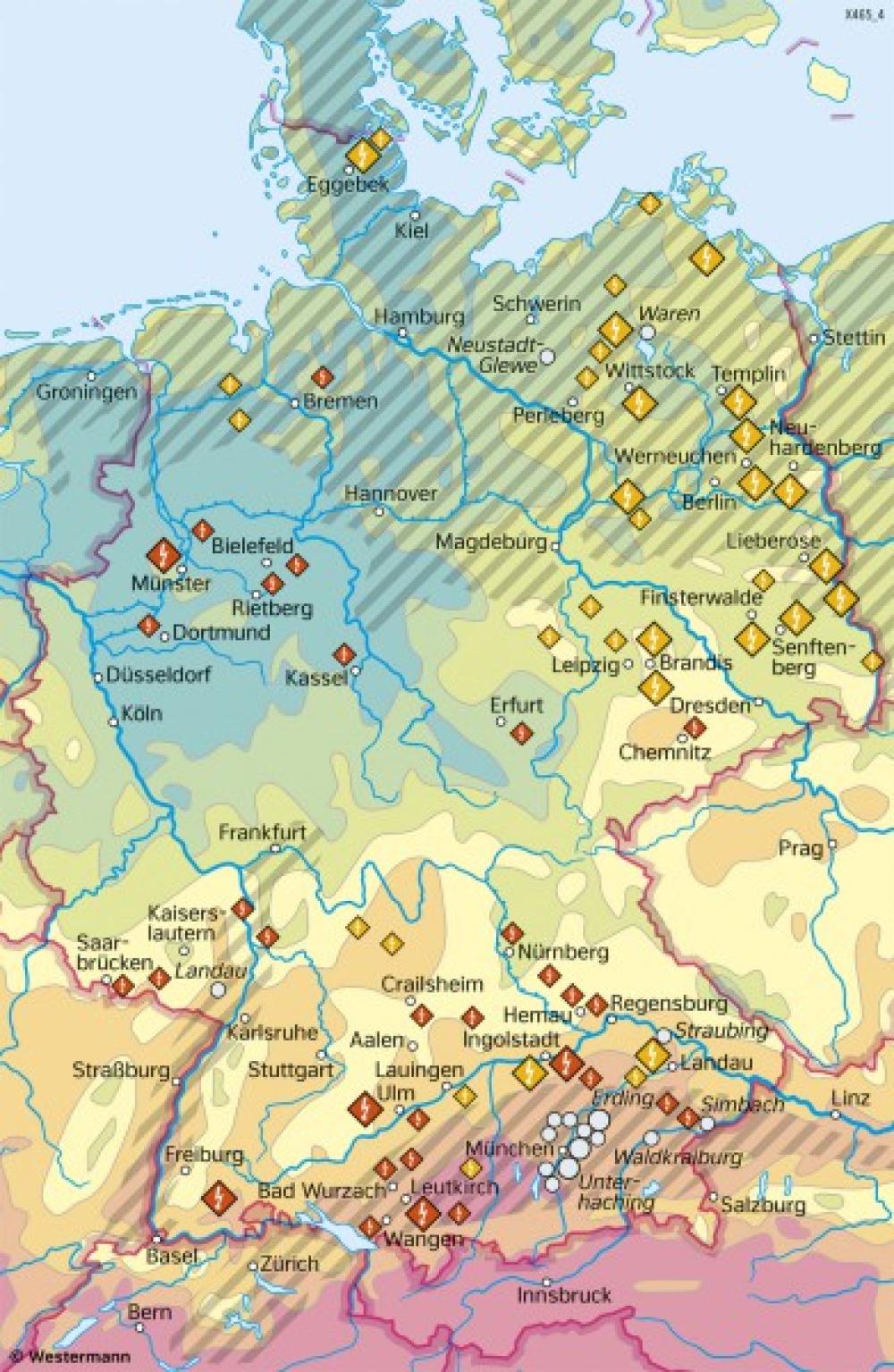 Bild der Karte Deutschland - Erneuerbare Energie aus Sonne und Erdwärme - Deutschland - Energie