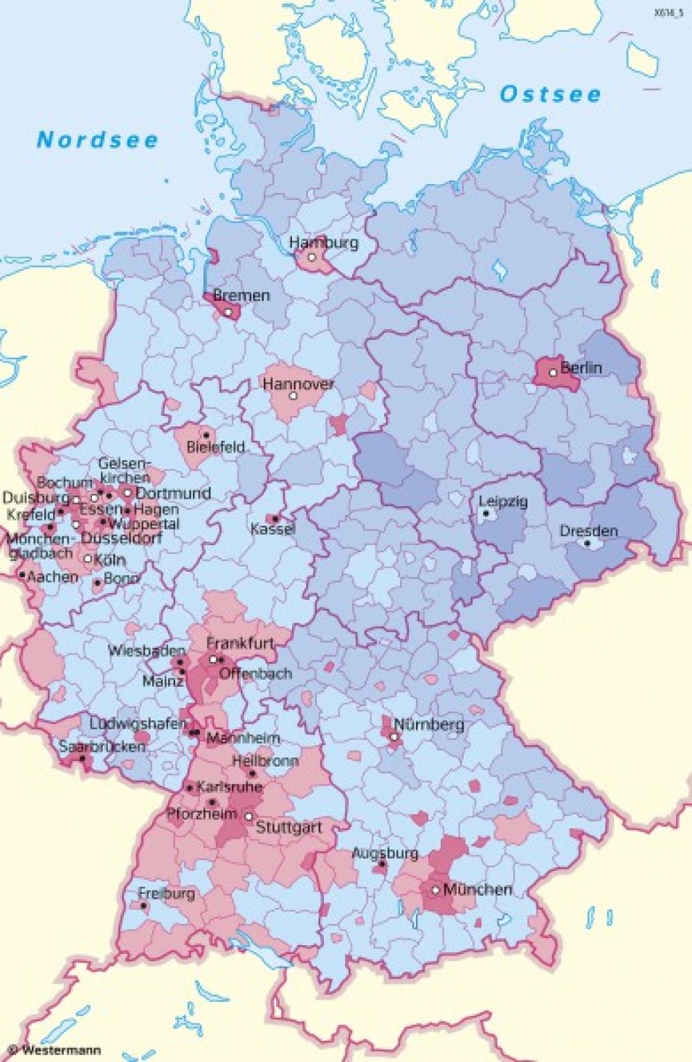 Bild der Karte Deutschland - Ausländische Bevölkerung - Deutschland - Bevölkerung